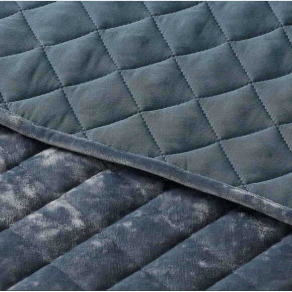 Full/Queen Luxe Diamond Stitch Velvet Quilt Slate Blue - Threshold NEW - Picture 3 of 5